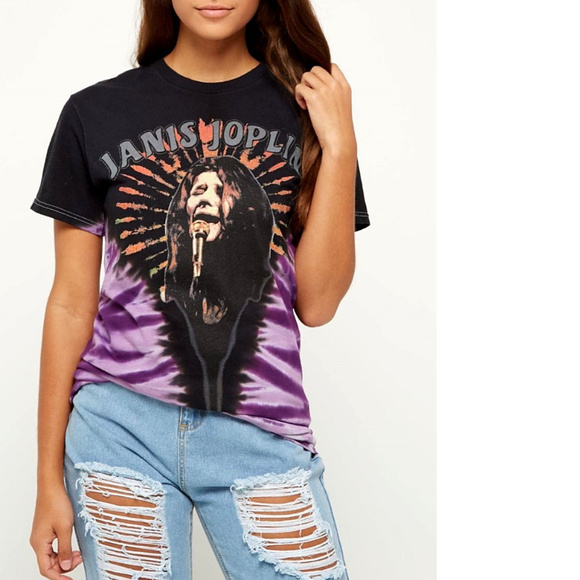 Janis Tops - Janis Joplin Tie Dye rock blues Official cotton T-shirt S M NWT